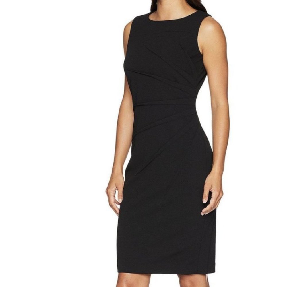 Calvin Klein Womens Starburst Sheath Dress, Black, Size 8 Petite